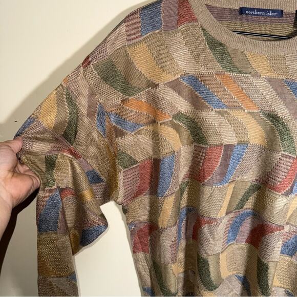 VNTG NORTHERN ISLES 80s pattern knit crewneck XL - Picture 3 of 4